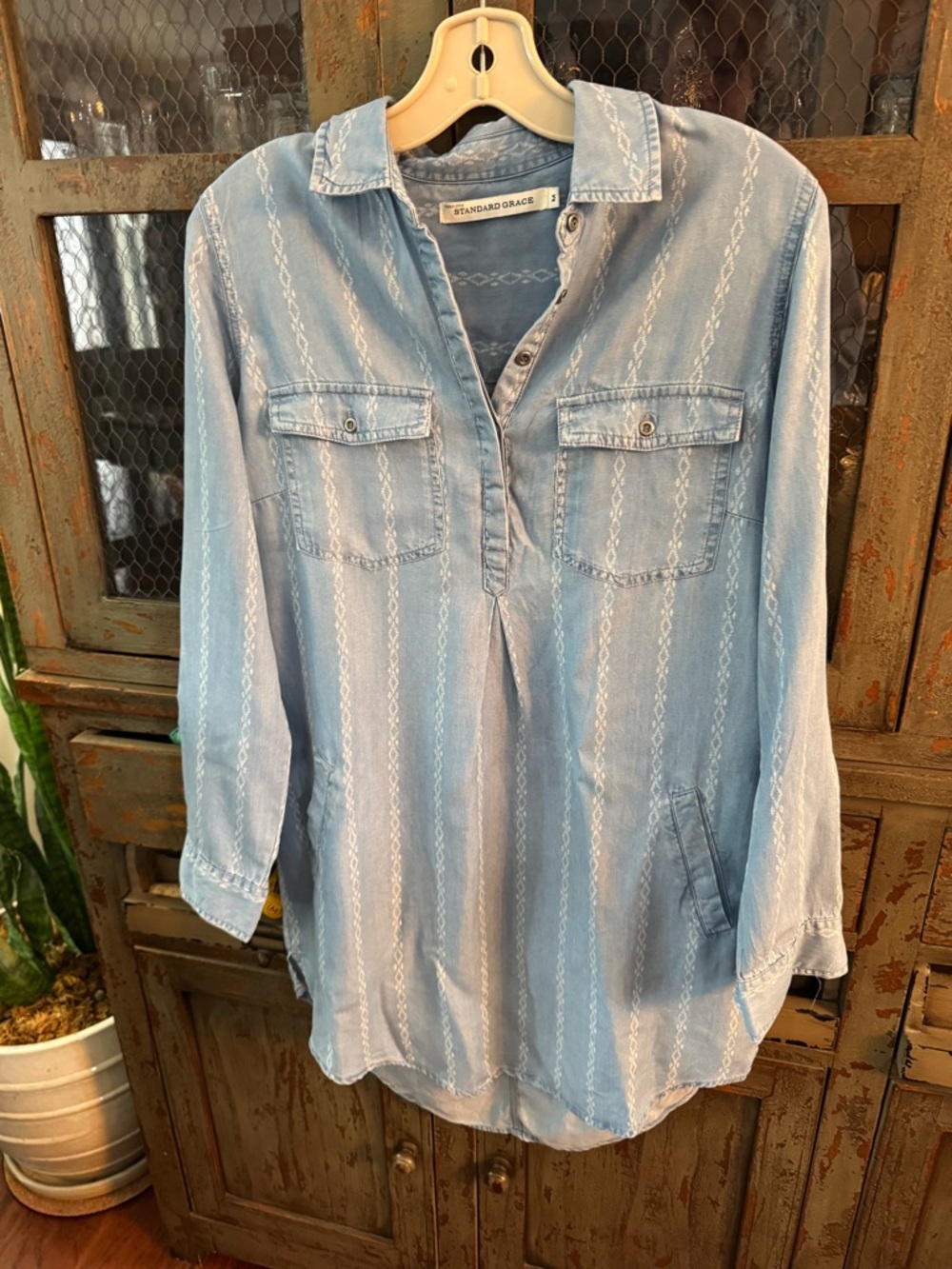 Standard Grace Chambray Midi Dress in Light Blue